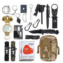 Emergency Camping Survival Gear Kit for 2 people, Outdoor Survival Tools with Thermal Blanket Carabiner Flashlight for Adventure